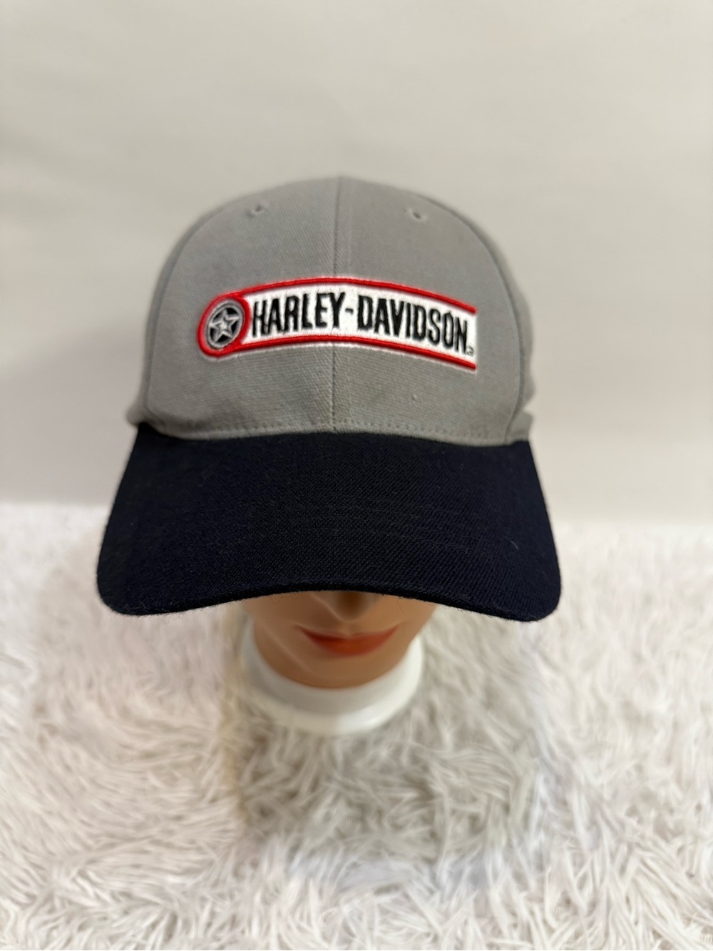 Harley-Davidson Grey Crown Black Bill Cap with Red Trim Logo